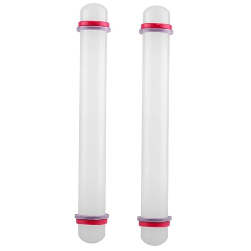 2 rodillos de amasar, rodillos para hornear fondant, rodillo con anillos de grosor, rodillo pequeño de 9 pulgadas, rodillo de masa, rodillo de plástico antiadherente para hornear