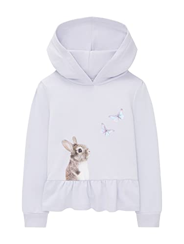 TOM TAILOR Mädchen Kinder Hoodie mit Volant & Print 1035204, Lila, 128-134