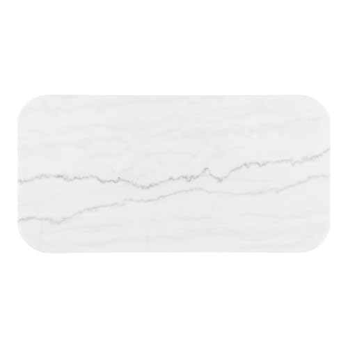 Image of Furniture of America Beryl Modern Rectangle White Genuine Marble Top Coffee Table with Fluted Pedestal Base and Gold Stainless Steel Accent, Low Profile Table for Living Room, Home Office, Black