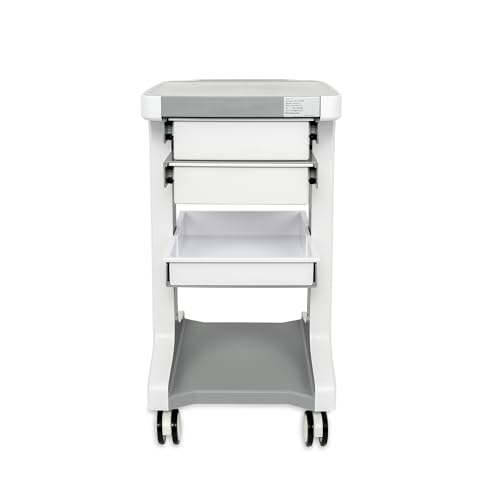 Professional-Grade 3-Tier 2-Drawer Utility Cart on Wheels - Trolley Cart 3-Tier 2 Drawers & Utility Desk - Mobile Storage Cart, Cavitation Machine, Salon Supplies - Max 50kg/110lb Load