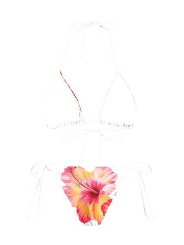 Image of ZAFUL Women's 3 Piece Swimsuit Floral Halter Triangle String Bikini Tie Side Bottom with Boho Cover Up Skirt