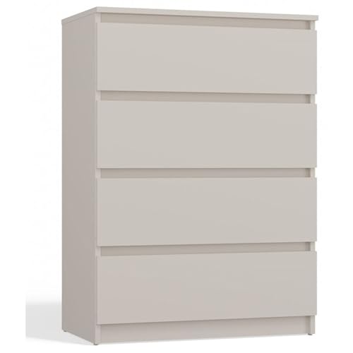 Comò Malwa 97 x 70 x 40 cm - Quattro ampi cassetti - Frontale senza maniglie - Robusto truciolato laminato 16 mm - Design - Ideale per camera da letto cashmere