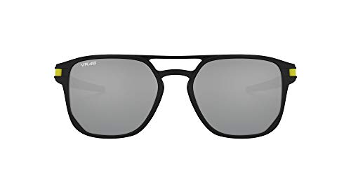 Oakley Men's OO4128 Latch Alpha Metal Round Sunglasses, Matte Black/Prizm Black, 53 mm