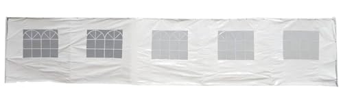 Seitenplane für Zelt 10x4 Meter, PE Weiss mit Fenstern