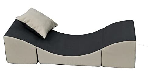 Velinda Poltrona Relax,Pouf,Pieghevole,mobili cameretta Bimbo Giochi (Colore: Grigio-Beige)