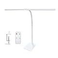MACASA Double Head LED Desk Lamp with Remote Control for Home Office 24W Brightest Computer Desk Light for Workbench Drafting Architect Study Reading with Clamp and Base