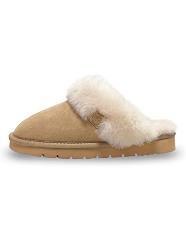 Women's Sheepskin Slippers Talea Premium Quality, Warm and Luxurious Footwear Genuine Sheepskin fur - Beige2