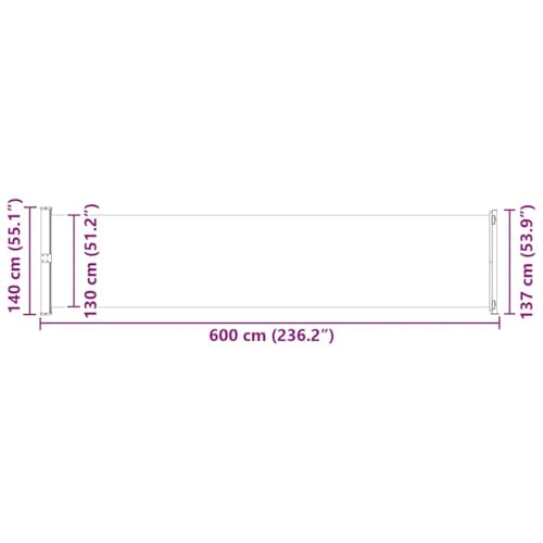 Store latéral extensible 140x600 cm gris en polyester pour balcon et jardin - 8