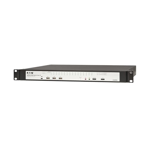 Image of Eaton 32-Port Rack KVM Over IP Switch, Cat5 /Cat5e, Virtual Media KVM, 4 Users (Remote + 1 Local User), Free Software, VGA or HDMI KVM, 1U Rackmount, TAA Compliant, 3-Year Warranty (B064-032-04-IPH)