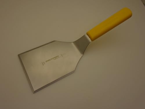 Dexter USA Stiff Blade Smashburger Spatula 5' x 4' Hamburger Turner S285-4 Yellow Handle