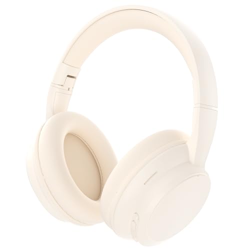 Rebocico Bluetooth Headphones Over Ear 40H Playtime Headphones Wireless with Microphone 3 EQ Modes Headphone Wireless Bluetooth Foldable Lightweight Headset for Travel Work PC Cellphone (White)