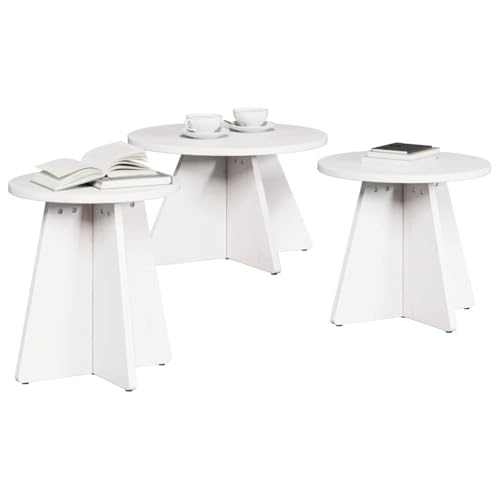Tables basses blanches en pin massif pour optimiser vos petits espaces de salon