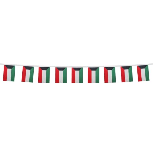 Image of AZ FLAG Kuwait 6 meters BUNTING Flag 20 flags 9'' x 6'' - Kuwaiti STRING flags 15 x 21 cm