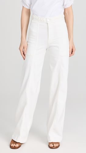 FRAME Women's Braided Waistband Wide Leg Jeans2