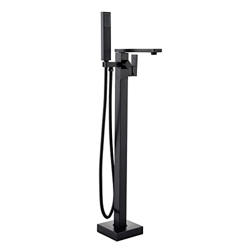 Robinet de baignoire sur pied noir mat cascade pour salle de bains moderne