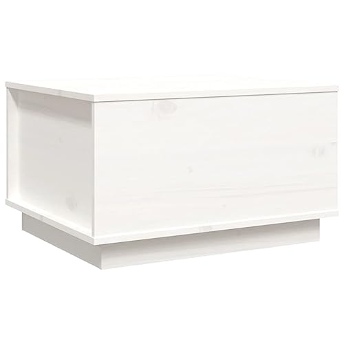 Table basse blanche en pin massif table d'appoint relevable salon 60cm