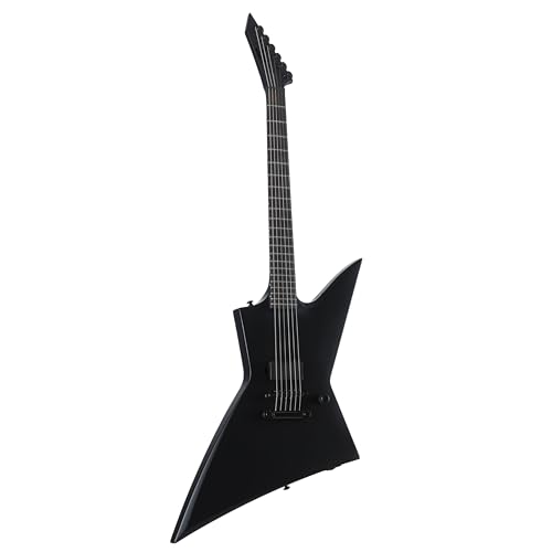 ESP Guitarra eléctrica de metal LTD EX de 6 cuerdas, negro satinado, derecho, (LEXBKMBLKS)