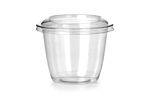 Signature Packaging - Small Plastic Takeaway Container with Lid - Perfect Sauce Pot - 100 Pack - 8oz (15 Tablespoons)
