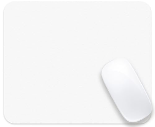 Image of Audimi White Mouse Pad, All White Mousepad with Non-Slip Thin Mouse Mat for Computer Laptop Wireless Mouse Home Office Travel Work 9.5X7.9 Inch (24X20X0.2Cm)