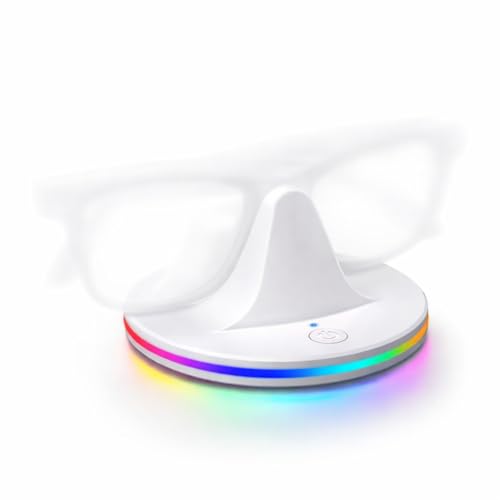 Image of RGB Charging Dock for Meta Ray-Ban Gen1 Gen2 Smart Glasses Wayfarer, Skyler, Headliner & Oakley HSTN Smart Glass Charger Stand with LED Power Status Light (White)