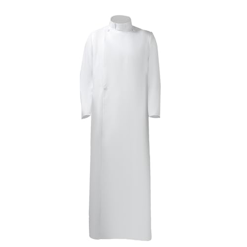 chigemianbaoba Men's Cassock Robe Clergy Attire for Pastors Long Vestments Clergy Collor Coat