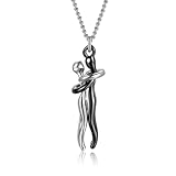 VLIEGEN Love Style Hug Necklace Hug Necklace Couples Necklace for Him and Her Stainless Steel Necklace Jewelry Gifts Black hug silver-Turn up