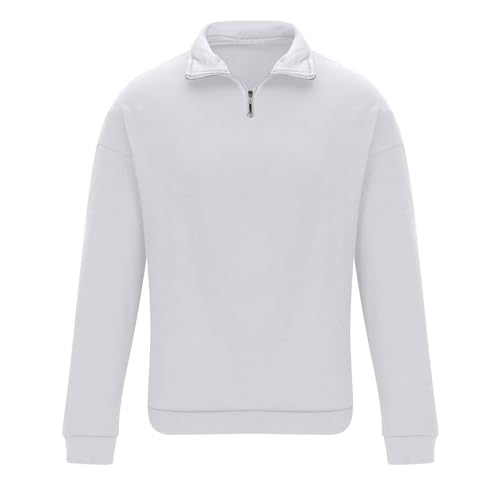 Cambkatl Men's 1/4 Zip Fleece Pullover Sweatshirt Stand Collar Quarter Zip Casual Loose Fit Drop Shoulder Tops4