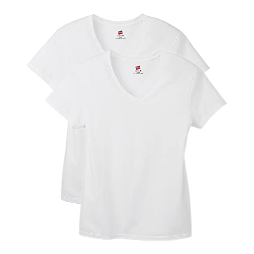 Hanes Perfect-T V-Neck T-Shirt, Cotton Short Sleeve Tee for Women, 1 or 2 Pack