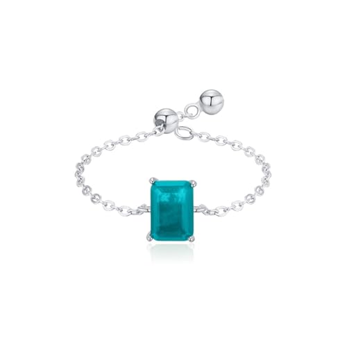 Anillos de boda, Anillo de Compromiso de Platino Plata Azul Corte Rectangular Talla 58 (18.5)