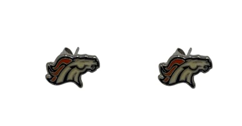 Pro Specialties Group NFL Stud Earrings, Small, Team Colors (Denver Broncos Logo)