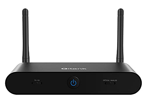 Gitank AptX HD, Hi-Fi Bluetooth 5.0 Transmitter Receiver for TV and Home Stereo, 131+ Feet Wireless Audio Adapter, Built-in Audiophile DAC, AptX Low Latency