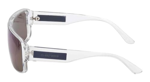 Harley-Davidson Men's Fashion Shield Sunglasses, Clear Frame/Blue Mirror Lens2