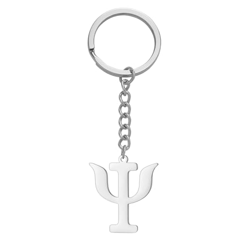 Amaxer Llavero unisex de acero inoxidable con símbolo de psicología, psiquiatría, símbolo psiquiátrico, joyería, plata, 25mm