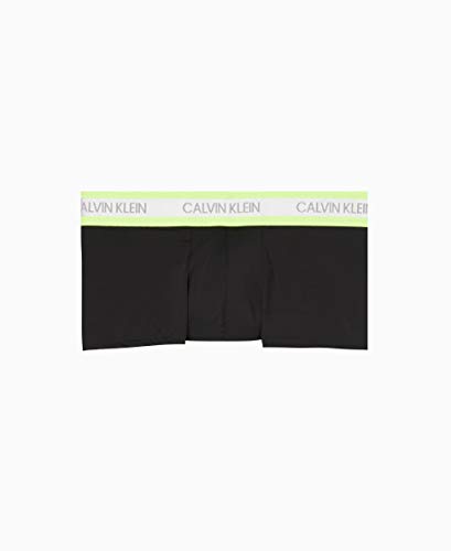 Calvin Klein Men's Underwear Neon Micro Low Rise Trunks, Black/Caution Taupe, L
