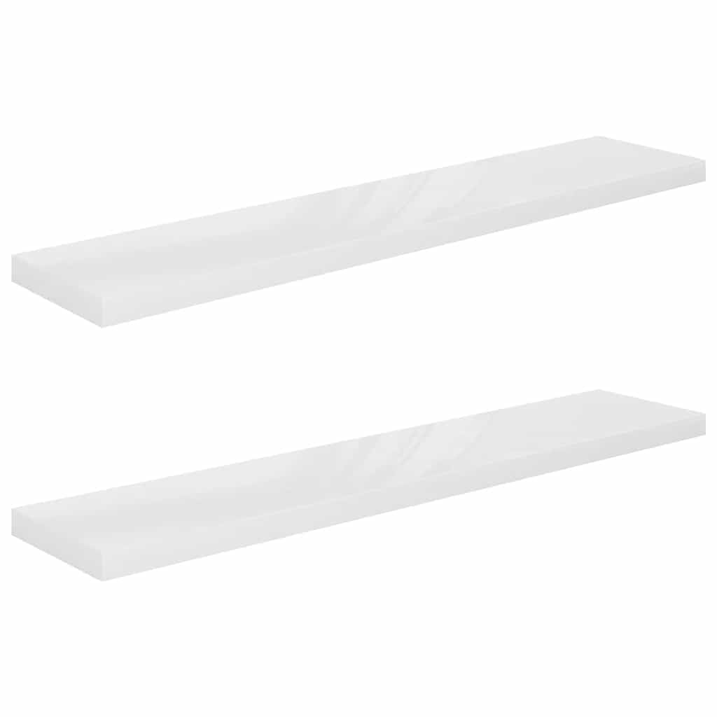 vidaXL Floating Wall Shelves, 2 pcs, High Gloss White, Honeycomb MDF and Metal, 120x23.5x3.8 cm, Invisible Mounting System, Ideal for Displaying Collectibles and Ornaments, DIY Assembly, Suitable ... — image 1
