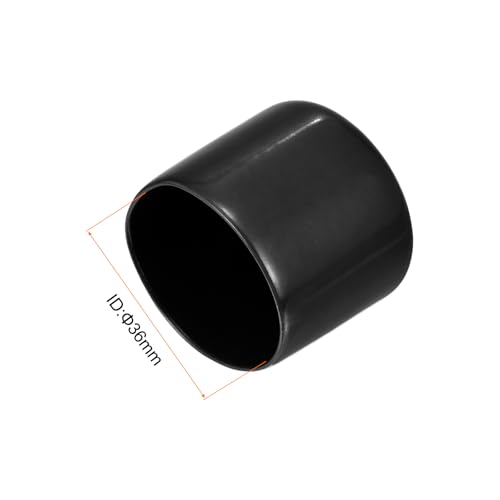 Image of uxcell 4pcs Rubber End Caps 1 7 /16 inch(36mm) ID Vinyl Round End Cap Cover Screw Thread Protectors Black, 30mm Height