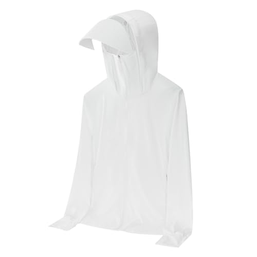 Cambkatl Mens Sun Protection Hoodie with Mask & Visor UPF 50+ Long Sleeve Sun Shirts Rash Guard Fishing Hiking Zip Up Jackets