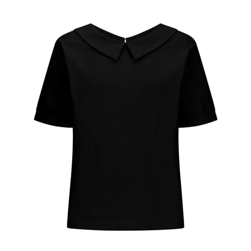 Womens Cute Tops Summer Trendy Short Sleeve Cotton Linen Shirts Casual Loose Basic Tee Blouse Fashion Clothes3