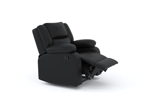 Image of Amazon Brand - Solimo AeroEase Leatherette | Single Seater Sofa Recliner | Manual Recliner (Leatherette Black)
