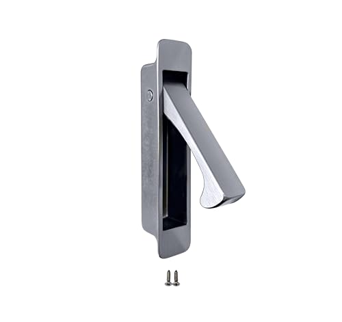 Image of QCAA Forged Solid Brass Edge Pull, Sliding Pocket Door Pull Handle, Satin Nickel, 1 Pack, Made in Taiwan