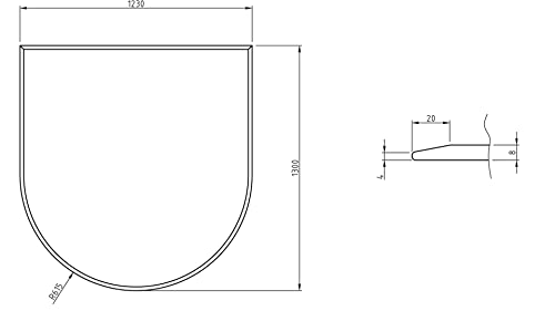 HARK Kamin Bodenplatte 1230 x 1300 x 8 mm Funkenschutz für Kaminofen 8 mm Facetteschliff