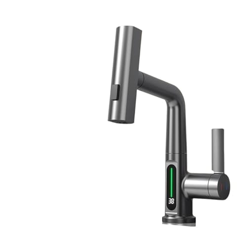 Robinet de lavabo cascade en acier inoxydable avec affichage de température