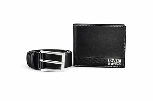 COVERI Active Set Regalo Uomo – Portafoglio e Cintura in Vera Pelle – Cofanetto Regalo in Scatola di Legno
