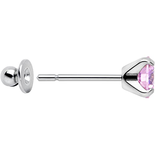 Body Candy Womens Grade 23 Titanium 5Mm Pink Accent Stud Earrings Pierced Post Fashion Earrings Women #TOP2