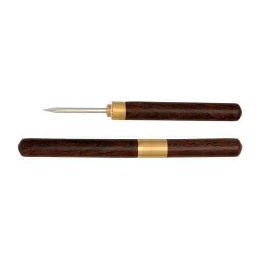 TENYELE Leather Punching Awl Tool with Wood Handle Protective Lid Leather Punching Awl Tool For Leather Sewing Crafting Project
