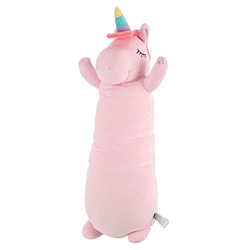 MINISO Cute Unicorn Lumbar Plush Pillows 37" Long Waist Back Cushion Toy Doll Soft Animal Bedrest Reading Body Hugging Pillow for Bedroom Office Car Chair