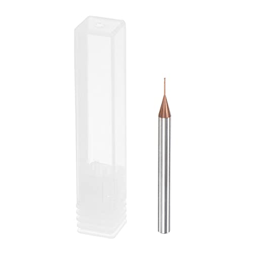 Image of uxcell Square Nose End Mill, 0.5mm Solid Carbide AlTiSin Coated Long Reach CNC Router Bits 2 Flutes Milling Cutter with Extended Neck, 5mm Cutting Length 4mm Shank