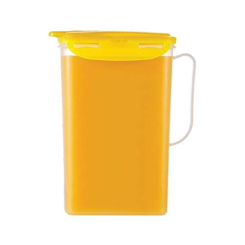 LocknLock Aqua Fridge Door Water Jug | Clear Pitcher | BPA Free Plastic Pitcher with Lid | 2 Quart Pitcher with Lid for Water, Juice, Tea & More Beverages, Yellow