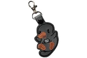 Cute Mischievous Thief Snap Tab Keychain: Magical Beast Creature with Shiny Treasure Diamond