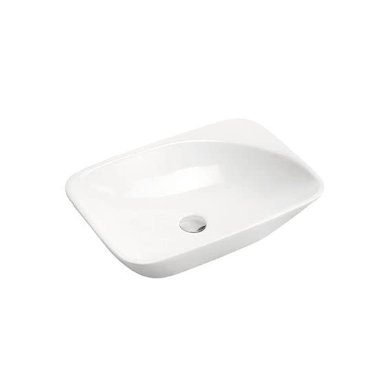 Vasque trapèze céramique à poser haut de gamme au design blanc épuré
